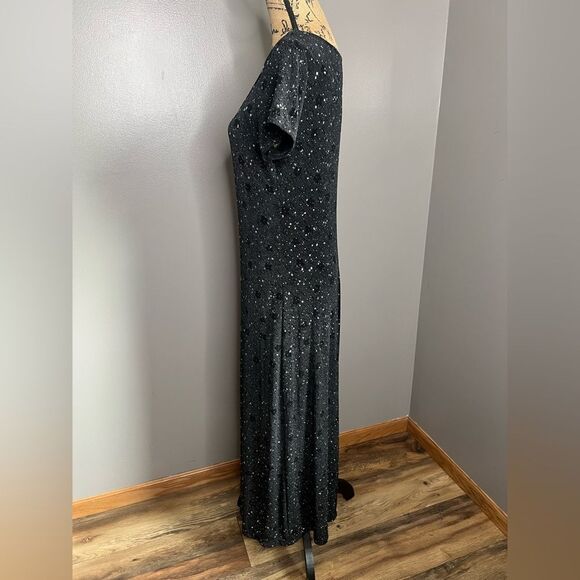 Vintage Paul Harris Design sparkly black maxi dress size 10 whimsigothic moody - Picture 7 of 11